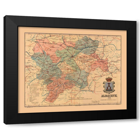 Albacete Spain 1902 - Martine 1904 Black Modern Wood Framed Art Print by Martine