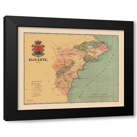 Alicante Spain 1900 - Martine 1904 Black Modern Wood Framed Art Print by Martine