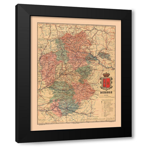 Burgos Spain 1902 - Martine 1904 Black Modern Wood Framed Art Print with Double Matting by Martine