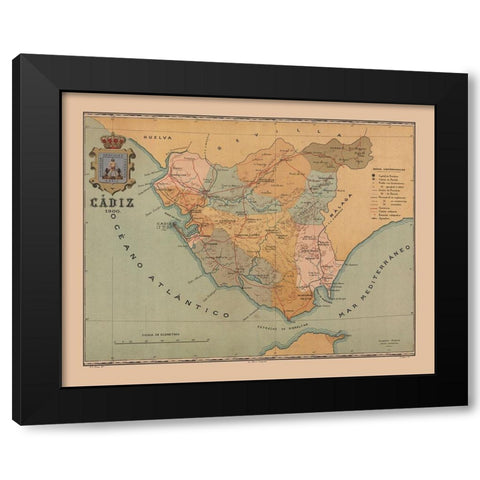 Cadiz Spain 1900 - Martine 1904 Black Modern Wood Framed Art Print by Martine