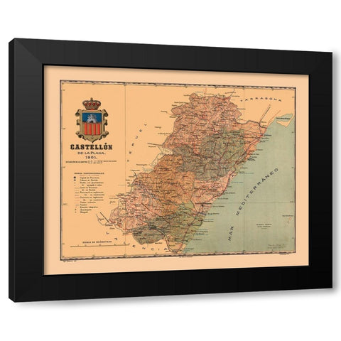 Castellon de la Plana Spain 1901 - Martine 1904 Black Modern Wood Framed Art Print by Martine