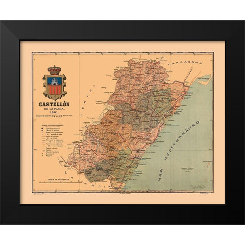 Castellon de la Plana Spain 1901 - Martine 1904 Black Modern Wood Framed Art Print by Martine