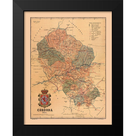 Cordova Spain 1901 - Martine 1904 Black Modern Wood Framed Art Print by Martine