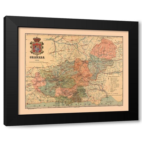 Granada Spain 1902 - Martine 1904 Black Modern Wood Framed Art Print with Double Matting by Martine