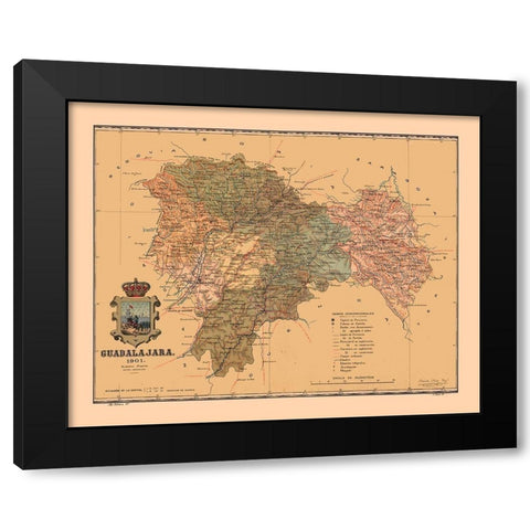 Guadalajara Spain 1901 - Martine 1904 Black Modern Wood Framed Art Print with Double Matting by Martine
