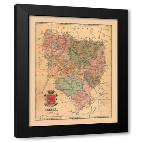 Huesca Spain 1901 - Martine 1904 Black Modern Wood Framed Art Print by Martine