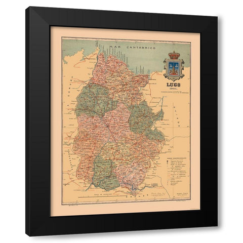 Lugo Spain 1901 - Martine 1904 Black Modern Wood Framed Art Print by Martine