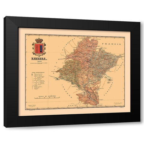 Navarre Spain 1901 - Martine 1904 Black Modern Wood Framed Art Print with Double Matting by Martine