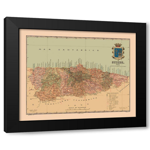 Oviedo Spain 1901 - Martine 1904 Black Modern Wood Framed Art Print with Double Matting by Martine