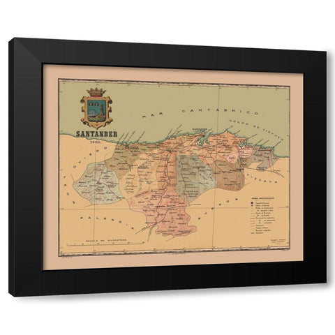 Santander Spain 1900 - Martine 1904 Black Modern Wood Framed Art Print by Martine