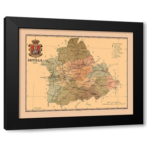 Seville Spain 1900 - Martine 1904 Black Modern Wood Framed Art Print by Martine