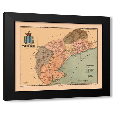 Tarragona Spain 1900 - Martine 1904 Black Modern Wood Framed Art Print with Double Matting by Martine