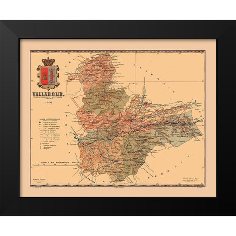 Valladolid Spain 1901 - Martine 1904 Black Modern Wood Framed Art Print by Martine
