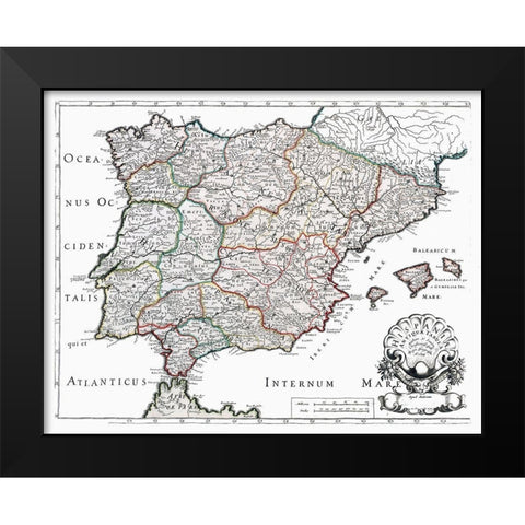 Ancient Spain - Sanson 1641 Black Modern Wood Framed Art Print by Sanson