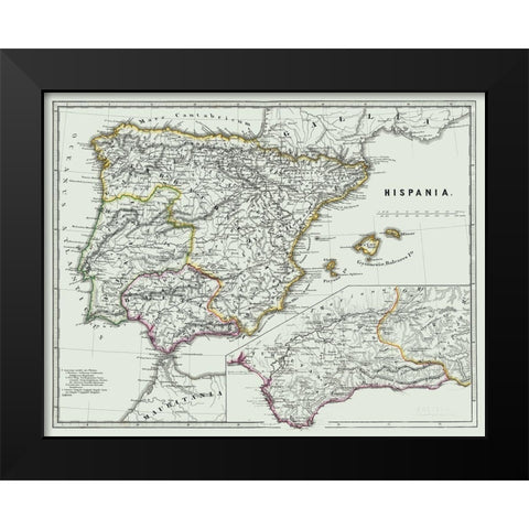 Ancient Spain - Spruner 1865 Black Modern Wood Framed Art Print by Spruner