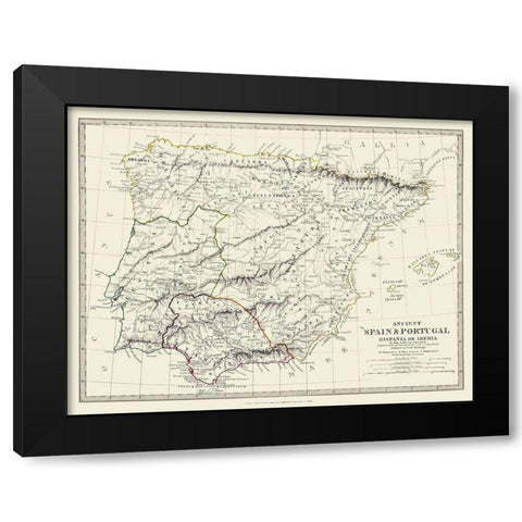 Ancient Spain Portugal - Chapman 1830 Black Modern Wood Framed Art Print by Chapman