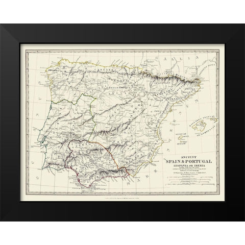 Ancient Spain Portugal - Chapman 1830 Black Modern Wood Framed Art Print by Chapman