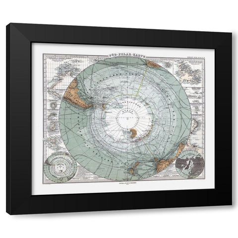 South Pole - Perthes 1875 Black Modern Wood Framed Art Print with Double Matting by Perthes