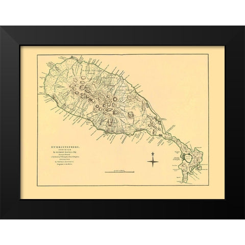 St Kitts St Christophers Caribbean - Jefferys 1768 Black Modern Wood Framed Art Print by Jefferys