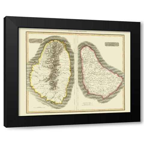 St Vincent Barbados - Thomson 1814 Black Modern Wood Framed Art Print with Double Matting by Thomson