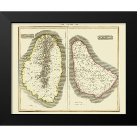 St Vincent Barbados - Thomson 1814 Black Modern Wood Framed Art Print by Thomson