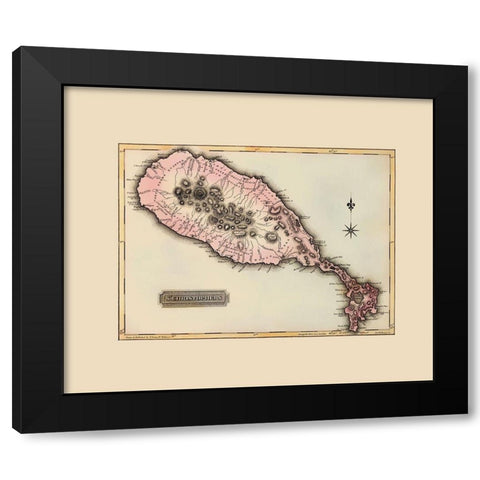 St Kitts St Christophers Caribbean - Lucas 1823 Black Modern Wood Framed Art Print by Lucas
