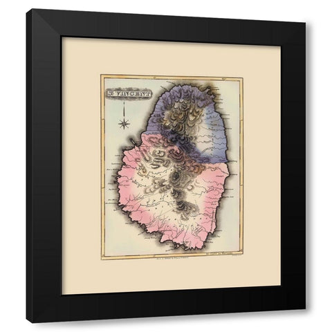 St Vincent Caribbean - Lucas 1823 Black Modern Wood Framed Art Print by Lucas