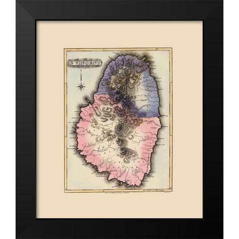 St Vincent Caribbean - Lucas 1823 Black Modern Wood Framed Art Print by Lucas