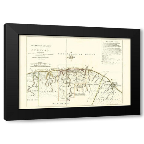 Dutch Colony Surinam South America - Jefferys 1771 Black Modern Wood Framed Art Print by Jefferys