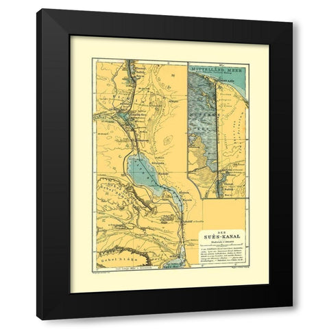 Suez Canal Egypt - Baedeker 1913 Black Modern Wood Framed Art Print with Double Matting by Baedeker