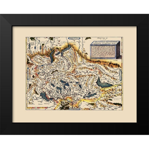 Switzerland - Ortelius 1560 Black Modern Wood Framed Art Print by Ortelius
