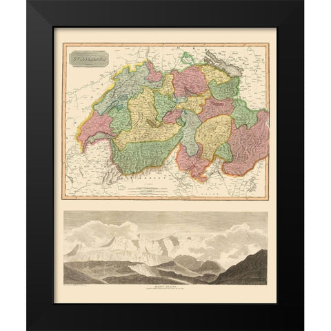 Switzerland - Thomson 1814 Black Modern Wood Framed Art Print by Thomson