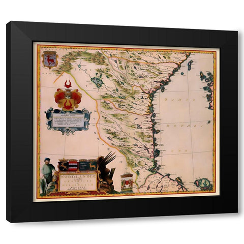 Sweden - Blaeu 1662 Black Modern Wood Framed Art Print by Blaeu