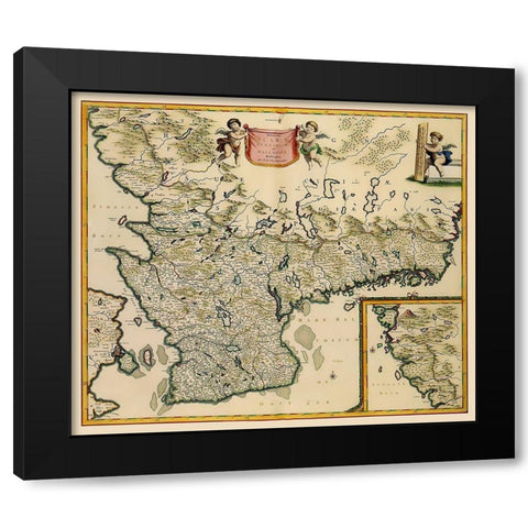 Southern Sweden - De Wit 1688 Black Modern Wood Framed Art Print by De Wit