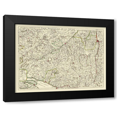 Swabia Region Germany - De Lisle 1704 Black Modern Wood Framed Art Print by De L''isle