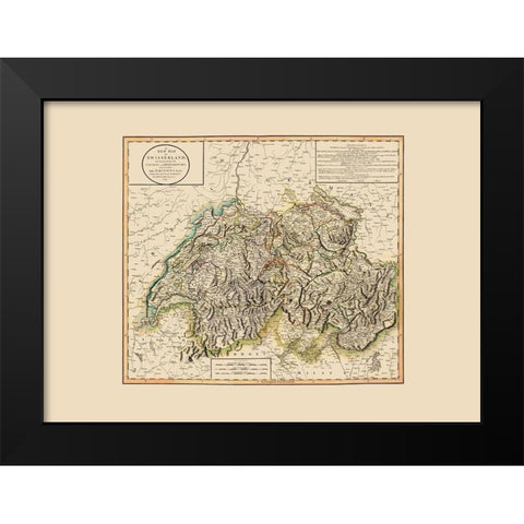 Switzerland - Cary 1799 Black Modern Wood Framed Art Print by Cary
