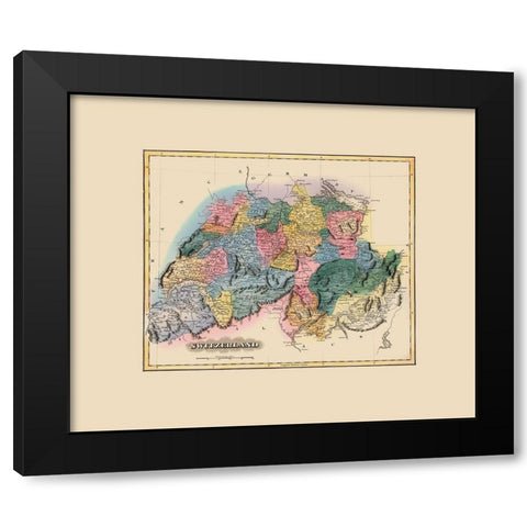 Switzerland - Lucas 1823 Black Modern Wood Framed Art Print by Lucas