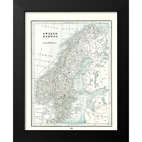 Sweden Norway - Rathbun 1893 Black Modern Wood Framed Art Print by Rathbun