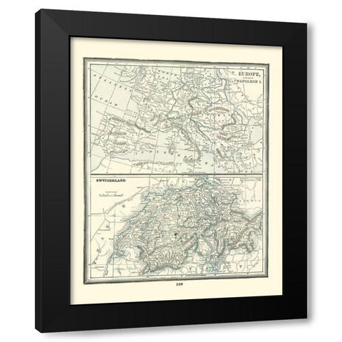 Switzerland - Rathbun 1893 Black Modern Wood Framed Art Print with Double Matting by Rathbun