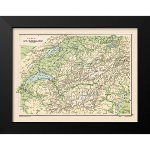 Central Switzerland - Bartholomew 1892 Black Modern Wood Framed Art Print by Bartholomew