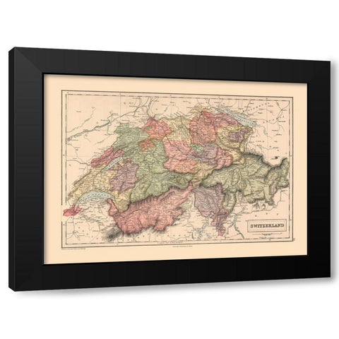 Switzerland - Black 1867 Black Modern Wood Framed Art Print by Black