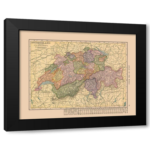 Switzerland - Hammond 1910 Black Modern Wood Framed Art Print by Hammond