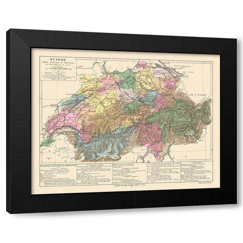 Political Switzerland - Drioux 1882 Black Modern Wood Framed Art Print with Double Matting by Drioux