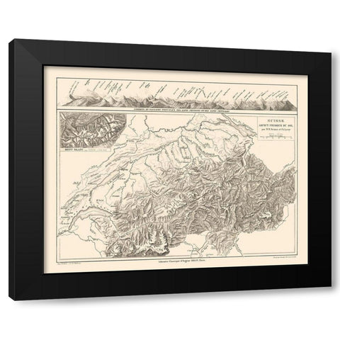 Physical Switzerland - Drioux 1882 Black Modern Wood Framed Art Print by Drioux