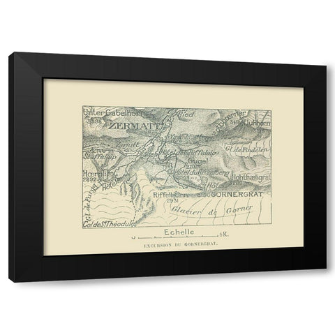 Gornergrat Switzerland - Swiss Guide 1917 Black Modern Wood Framed Art Print by Swiss Guide