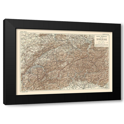 Switzerland - Swiss Guide 1917 Black Modern Wood Framed Art Print with Double Matting by Swiss Guide