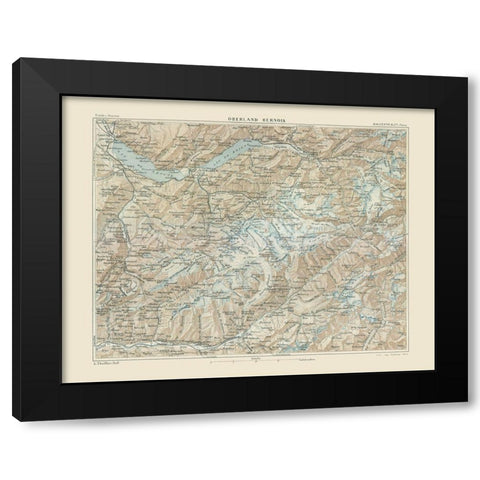 Bernese Highlands Switzerland - Swiss Guide 1917 Black Modern Wood Framed Art Print by Swiss Guide