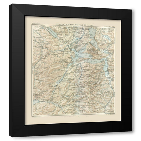 Lake Lucerne Rigi Switzerland - Swiss Guide 1917 Black Modern Wood Framed Art Print with Double Matting by Swiss Guide