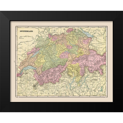 Switzerland - Cram 1892 Black Modern Wood Framed Art Print by Cram