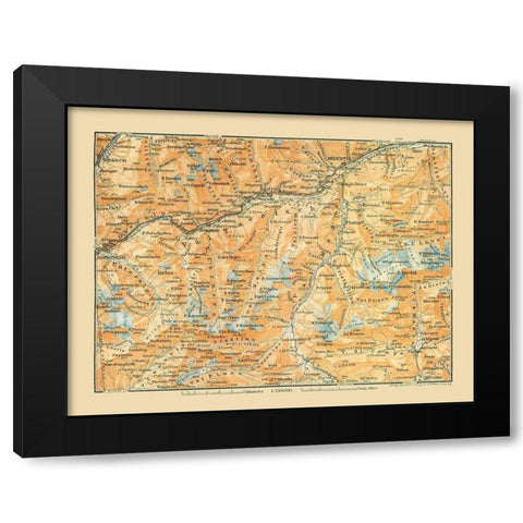 Val Tavetsch Region Switzerland - Baedeker 1921 Black Modern Wood Framed Art Print with Double Matting by Baedeker